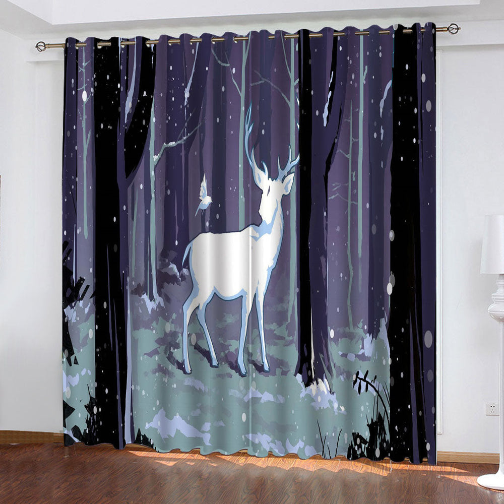 Deer Curtains Pattern Blackout Window Drapes (Online Order Only)