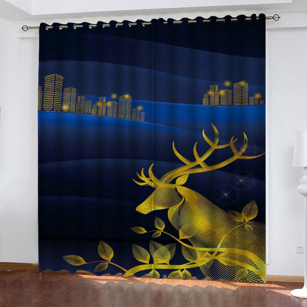Deer Curtains Pattern Blackout Window Drapes (Online Order Only)