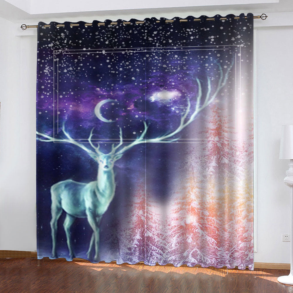 Deer Curtains Pattern Blackout Window Drapes (Online Order Only)