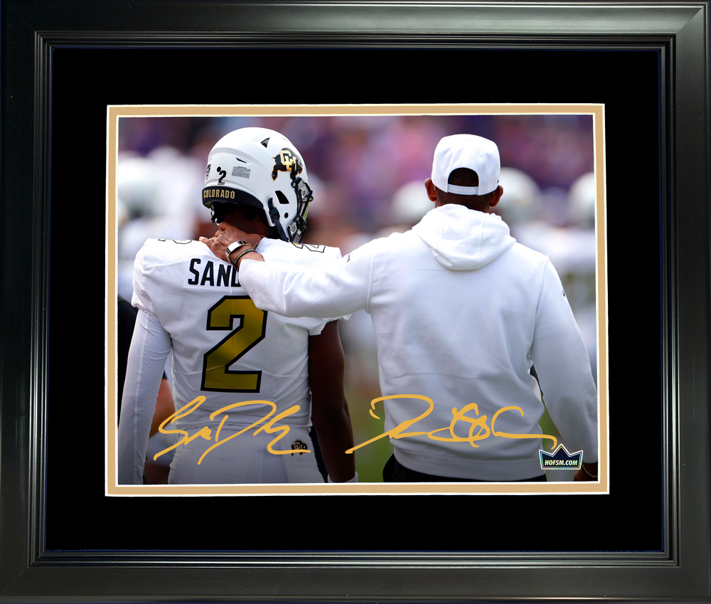 Framed Deion & Shedeur Sanders Dual Facsimile Laser Engraved Signature Auto Colorado Buffaloes 11"x14" College Football Photo HOFSM Holo (ONLINE ORDER ONLY)