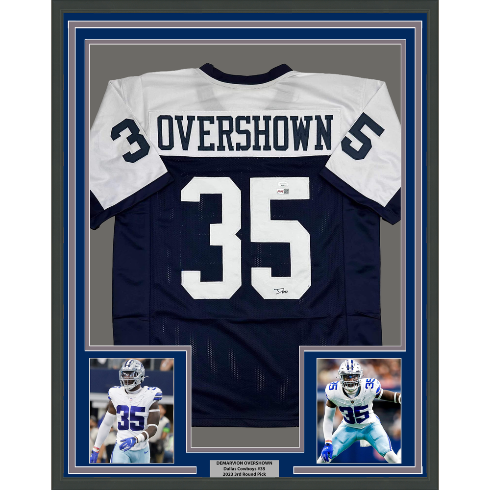 Framed Autographed/Signed DeMarvion Overshown 35x39 Dallas Thanksgiving Day Football Jersey JSA COA