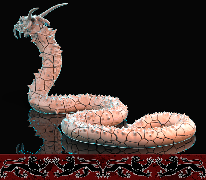 3D Printed Brayan Nafarrate Demonic Snake 28mm 32mm D&D (Online Only)