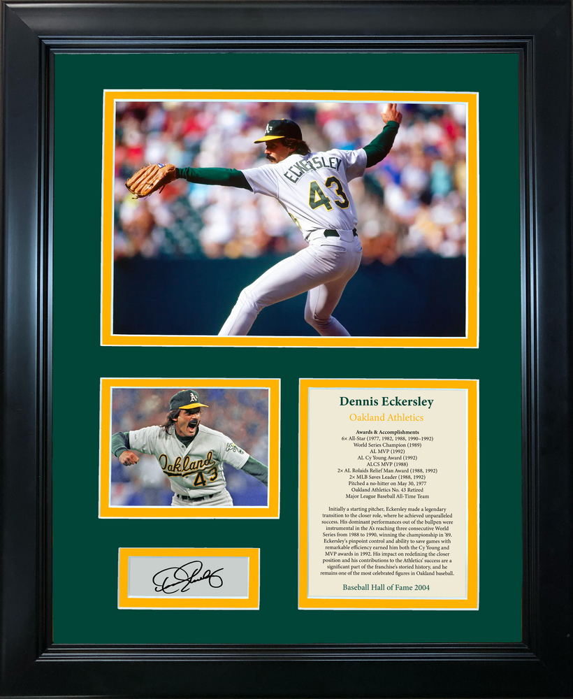 Framed Dennis Eckersley Hall of Fame Facsimile Laser Engraved Signature Auto Oakland Athletics A's Baseball 11"x14" Photo Sig Collage (ONLINE ORDER ONLY)