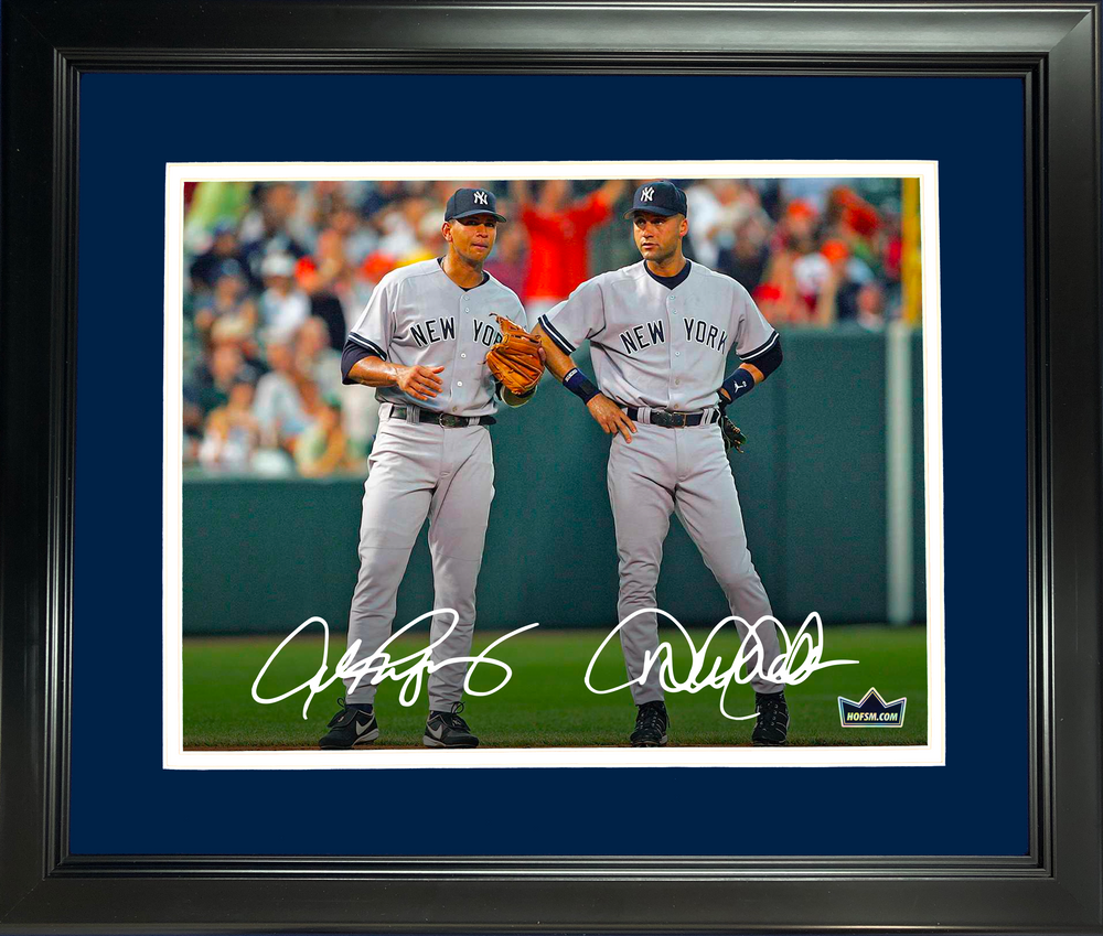 Framed Derek Jeter & Alex Rodriguez New York Yankees Dual Facsimile Laser Engraved Signature Auto 11"x14" Baseball Photo HOFSM Holo (ONLINE ORDER ONLY)