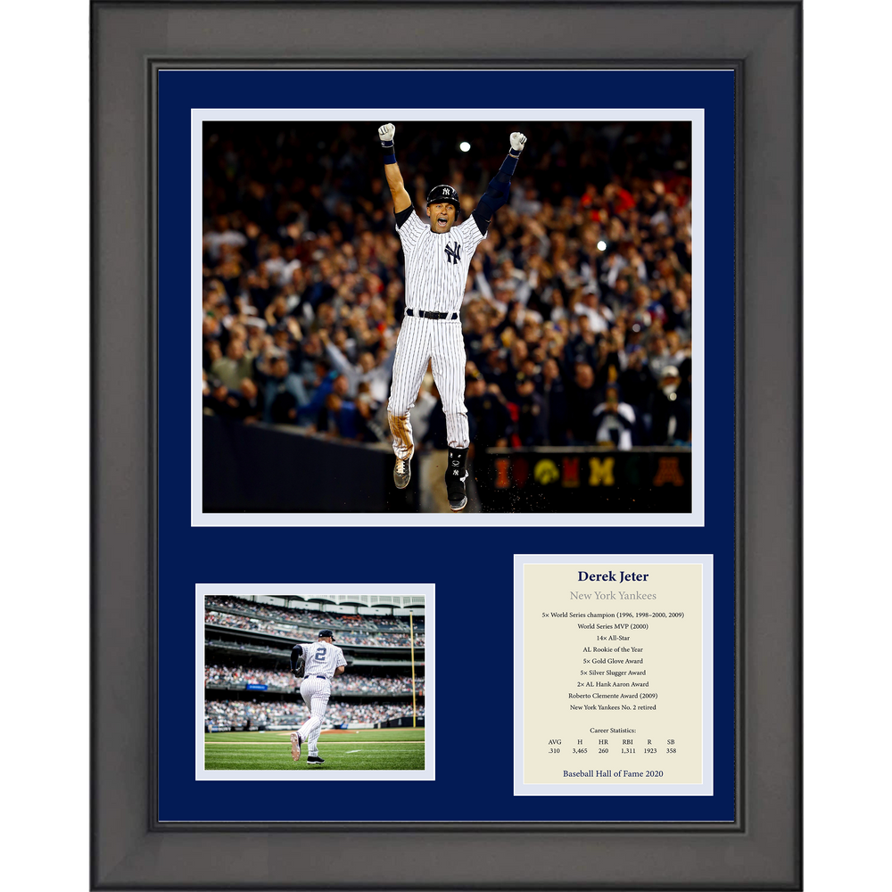 Framed Derek Jeter Hall of Fame Baseball 11"x14" Three Photo Collage (ONLINE ORDER ONLY)