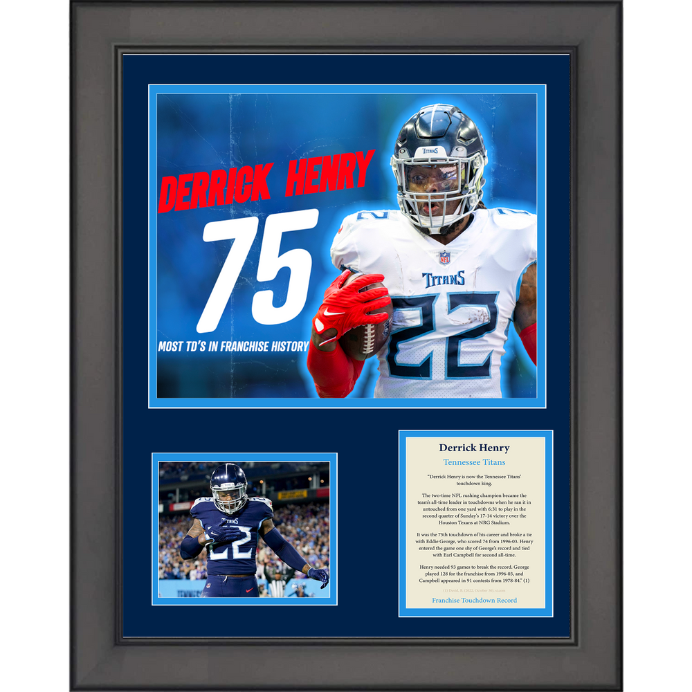 Framed Derrick Henry Tennessee Titans Touchdown Record Football 11"x14" Three Photo Collage (ONLINE ORDER ONLY)