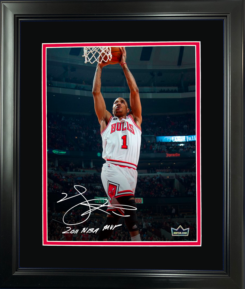 Framed Derrick Rose  2011 NBA MVP  Chicago Bulls Facsimile Laser Engraved Signature Auto 11"x14" Basketball Photo HOFSM Holo (ONLINE ORDER ONLY)