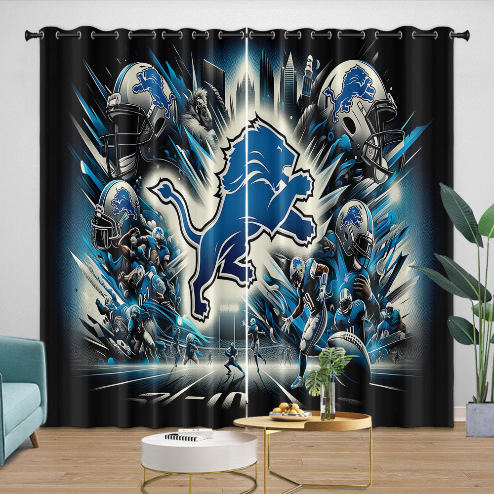 Detroit Lions Curtains Blackout Window Drapes Room Decoration (Online Order Only)