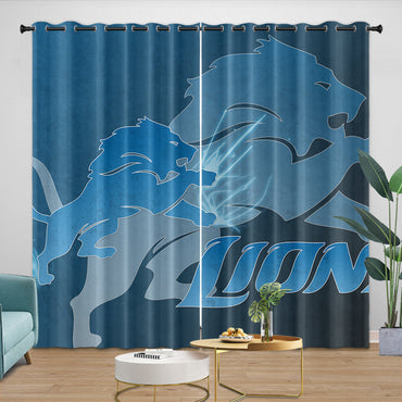 Detroit Lions Curtains Blackout Window Drapes Room Decoration (Online Order Only)