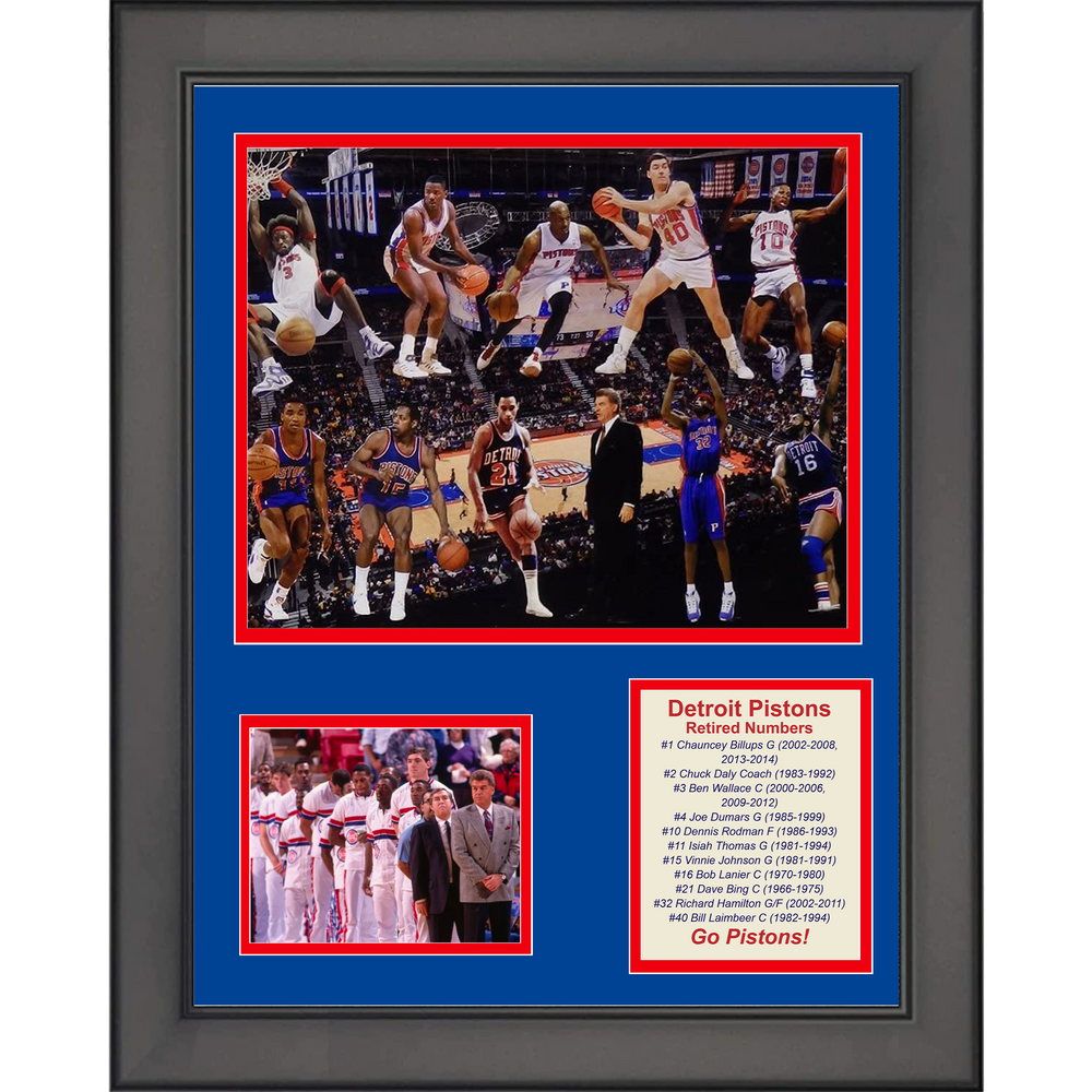 Framed Detroit Pistons  Bad Boys  Back-to-Back Champions Basketball 11"x14" Three Photo Collage (ONLINE ORDER ONLY)