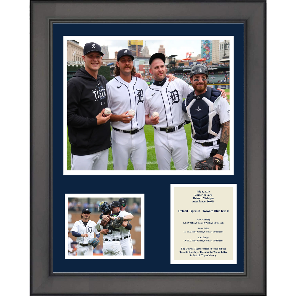 Framed Detroit Tigers Combined No-Hitter vs Blue Jays 11"x14" Baseball Three Photo Collage (ONLINE ORDER ONLY)