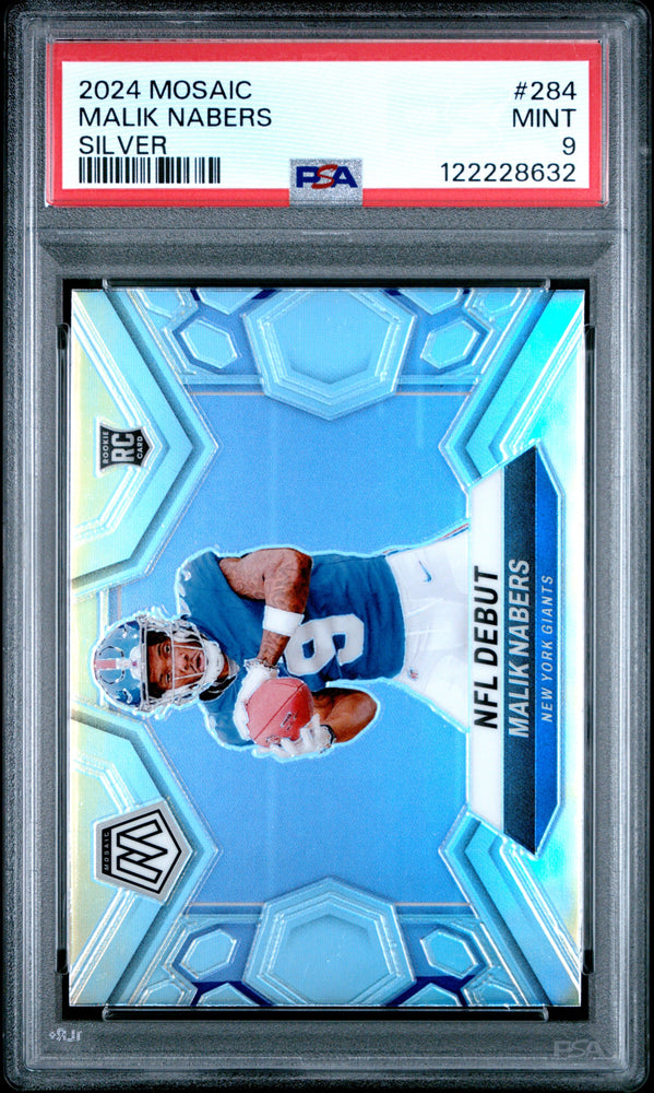 Graded 2024 Panini Mosaic Malik Nabers #284 Silver Rookie RC Football Card PSA 9 Mint (ONLINE ORDER ONLY)