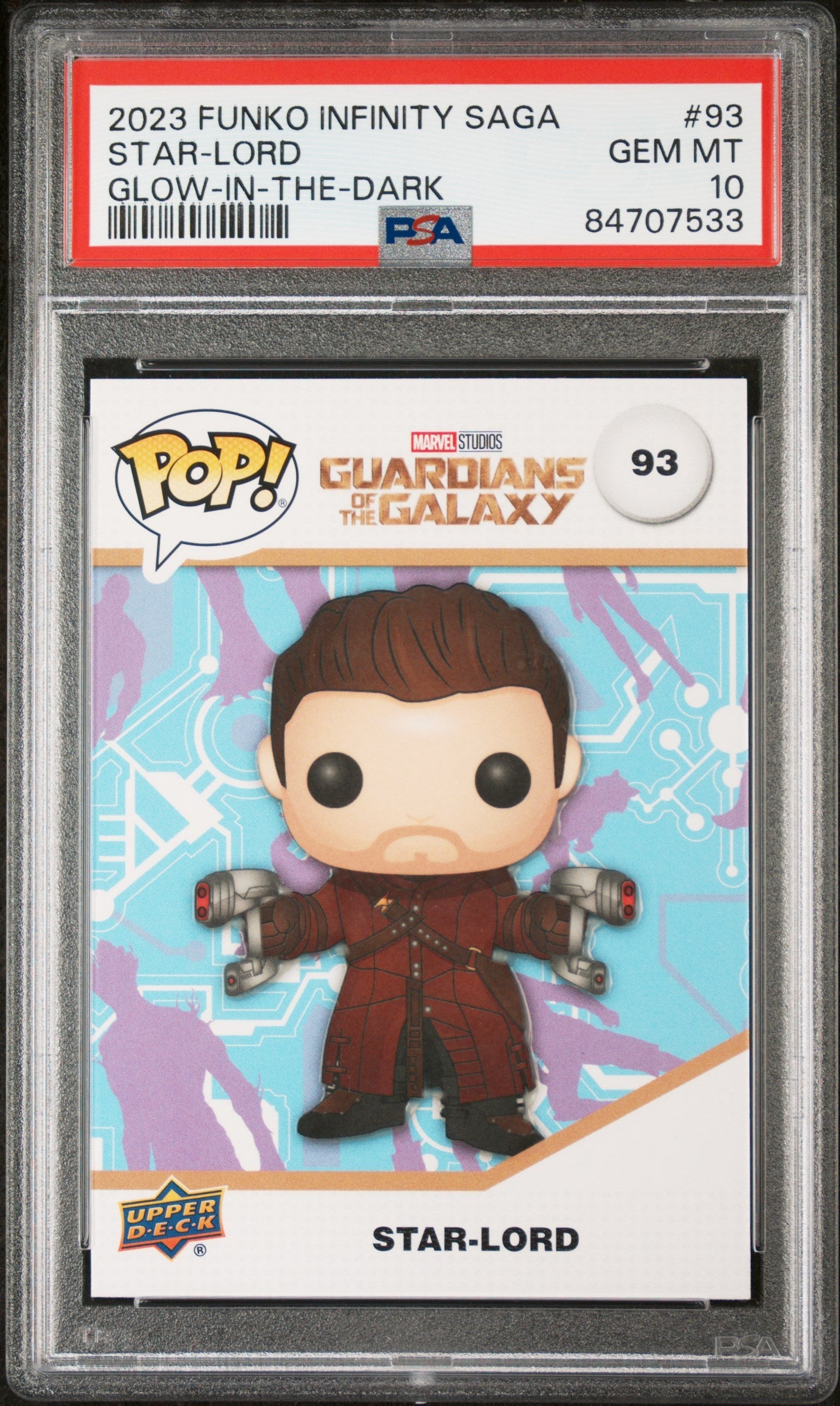 2023 UPPER DECK FUNKO POP MARVEL  STARLORD GLOWINTHEDARK #93  PSA 10 (Online Order Only)