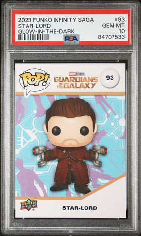 2023 UPPER DECK FUNKO POP MARVEL  STARLORD GLOWINTHEDARK #93  PSA 10 (Online Order Only)