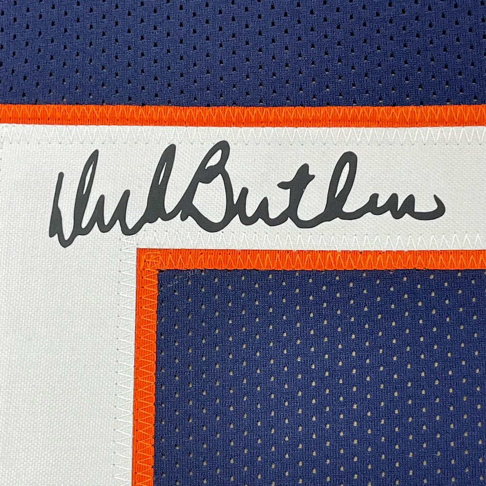 Framed Facsimile Autographed Dick Butkus 35x39 Chicago Blue Reprint Laser Auto Football Jersey (ONLINE ORDER ONLY)
