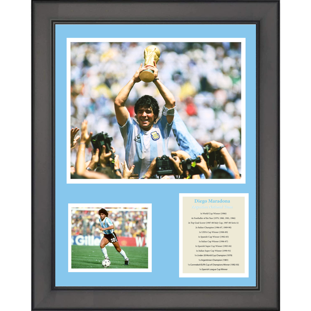 Framed Diego Maradona Argentina National Team 1986 World Cup Champion Soccer Futbol 11"x14" Three Photo Collage (ONLINE ORDER ONLY)