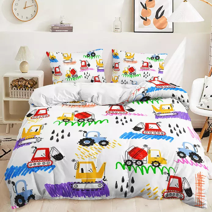 Digger Dump Truck Excavator Bedding Set Quilt Cover Without Filler (Online Order Only)
