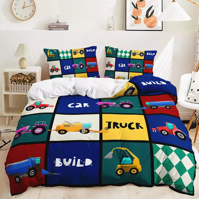 Digger Dump Truck Excavator Bedding Set Quilt Cover Without Filler (Online Order Only)