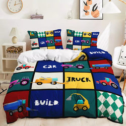 Digger Dump Truck Excavator Bedding Set Quilt Cover Without Filler (Online Order Only)