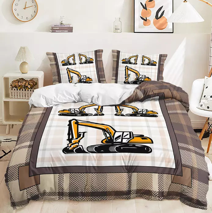 Digger Dump Truck Excavator Bedding Set Quilt Cover Without Filler (Online Order Only)