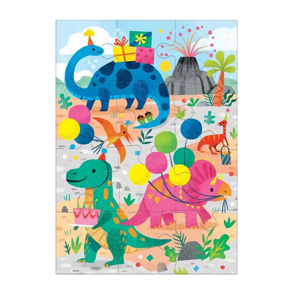 Dino Party Greeting Card 12 Piece Jigsaw Puzzle Mudpuppy