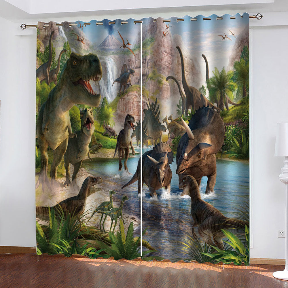 Dinosaur Curtains Cosplay Blackout Window Drapes Room Decoration (Online Order Only)