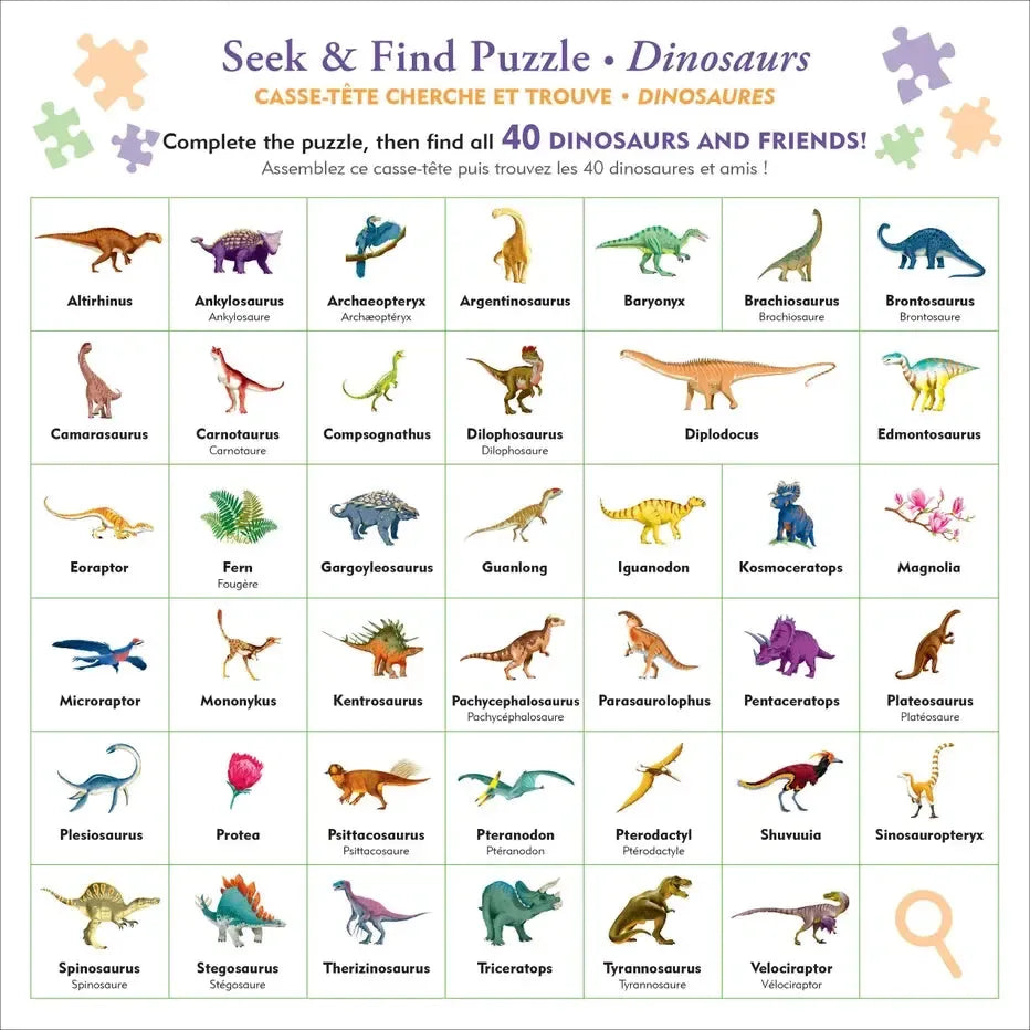 Dinosaurs 100 Piece Seek & Find Jigsaw Puzzle Peter Pauper