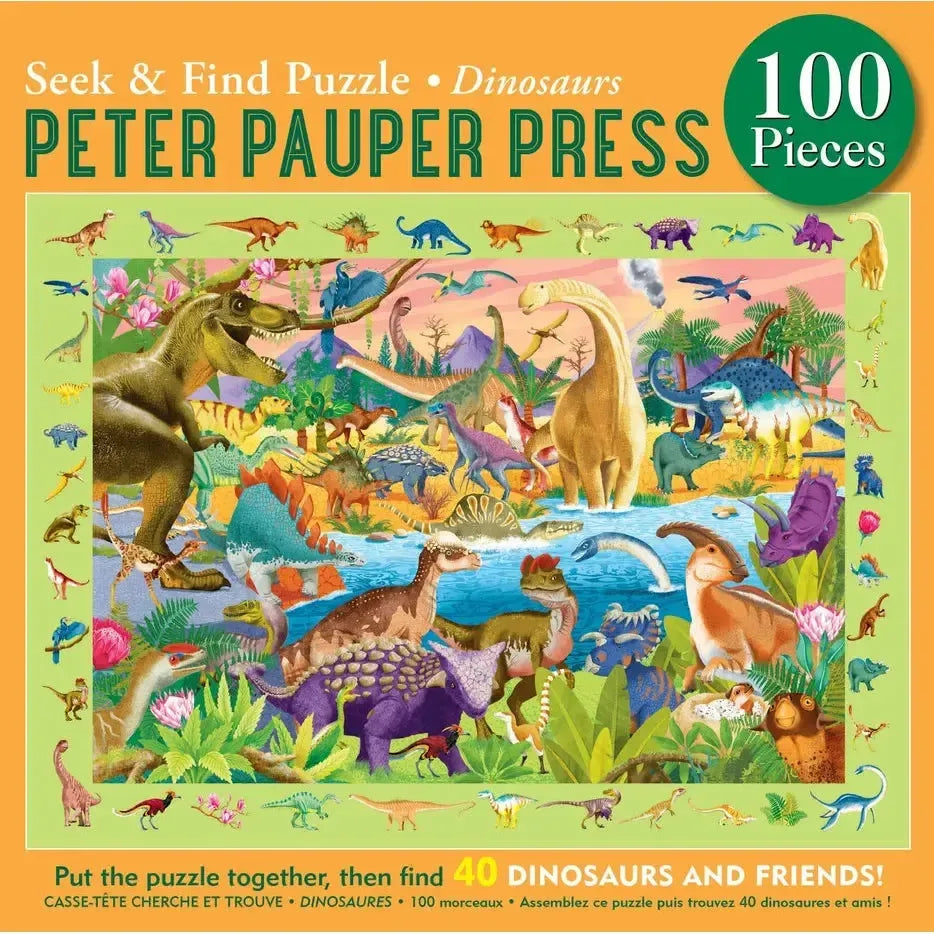 Dinosaurs 100 Piece Seek & Find Jigsaw Puzzle Peter Pauper