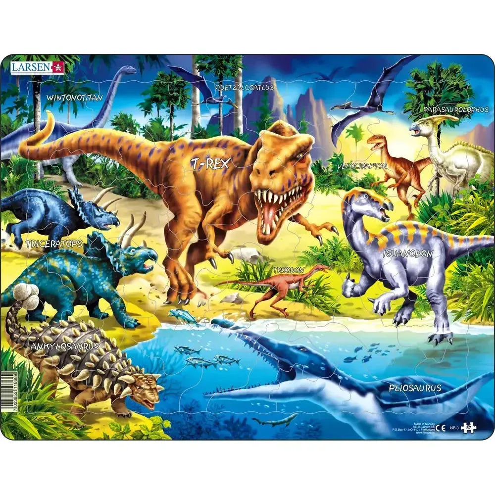 Dinosaurs from the Cretaceous Period 57 Piece Tray Jigsaw Puzzle Larsen