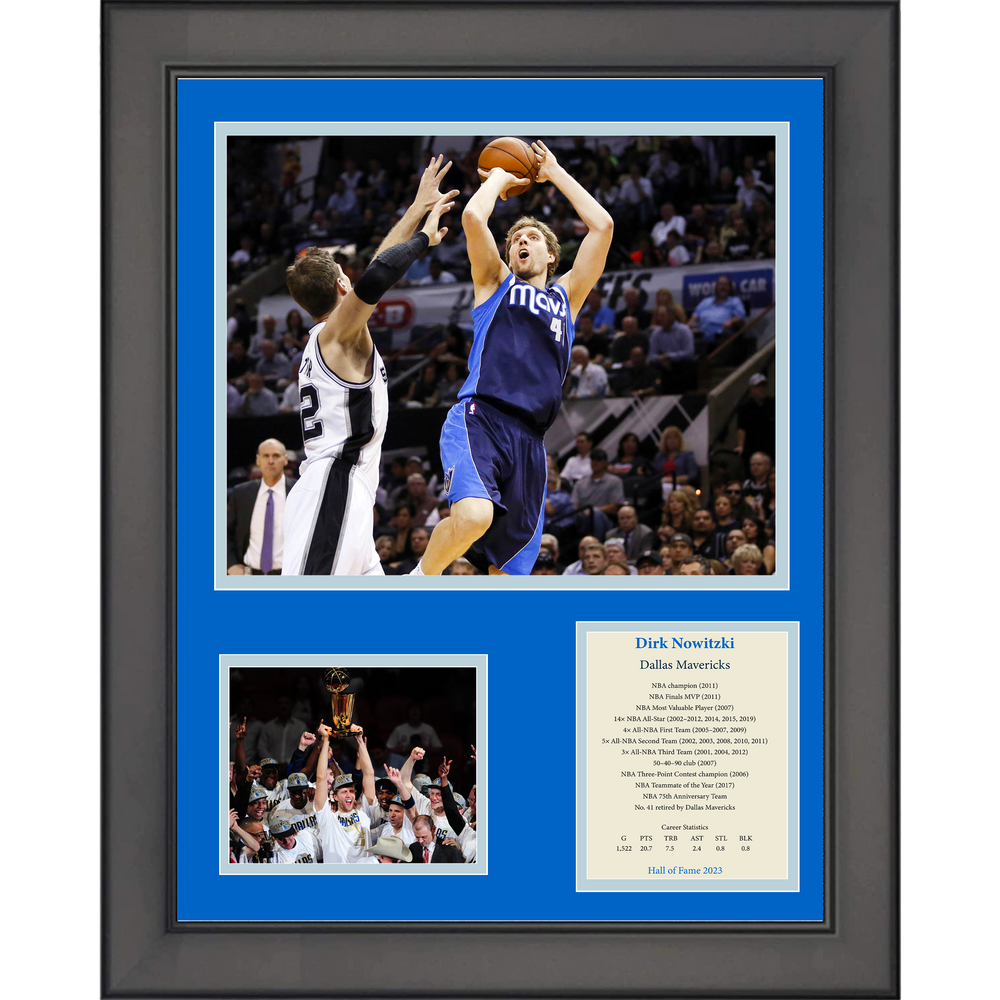 Framed Dirk Nowitzki Hall of Fame Dallas Mavericks Basketball 11"x14" Three Photo Collage (ONLINE ORDER ONLY)