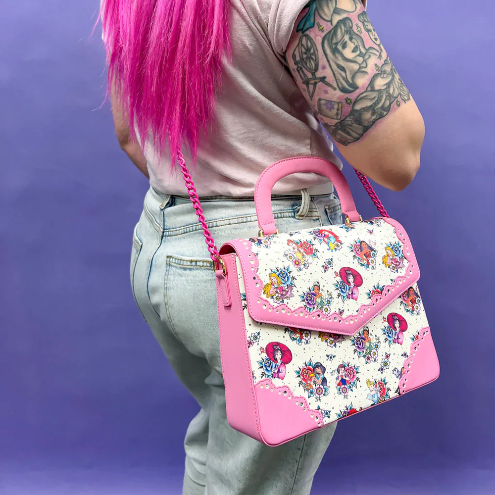 Disney Princess Floral Tattoo Pattern Crossbody Bag by Loungefly (Online Order Only)