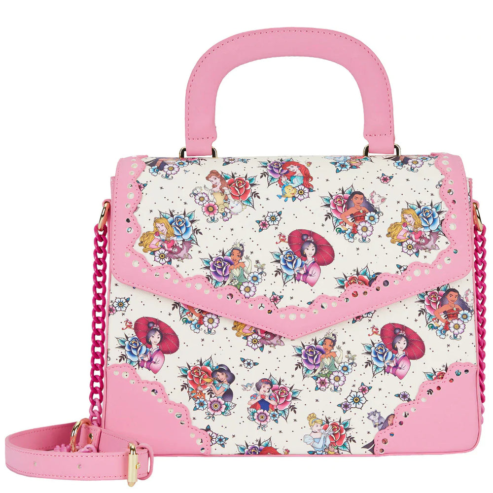 Disney Princess Floral Tattoo Pattern Crossbody Bag by Loungefly (Online Order Only)