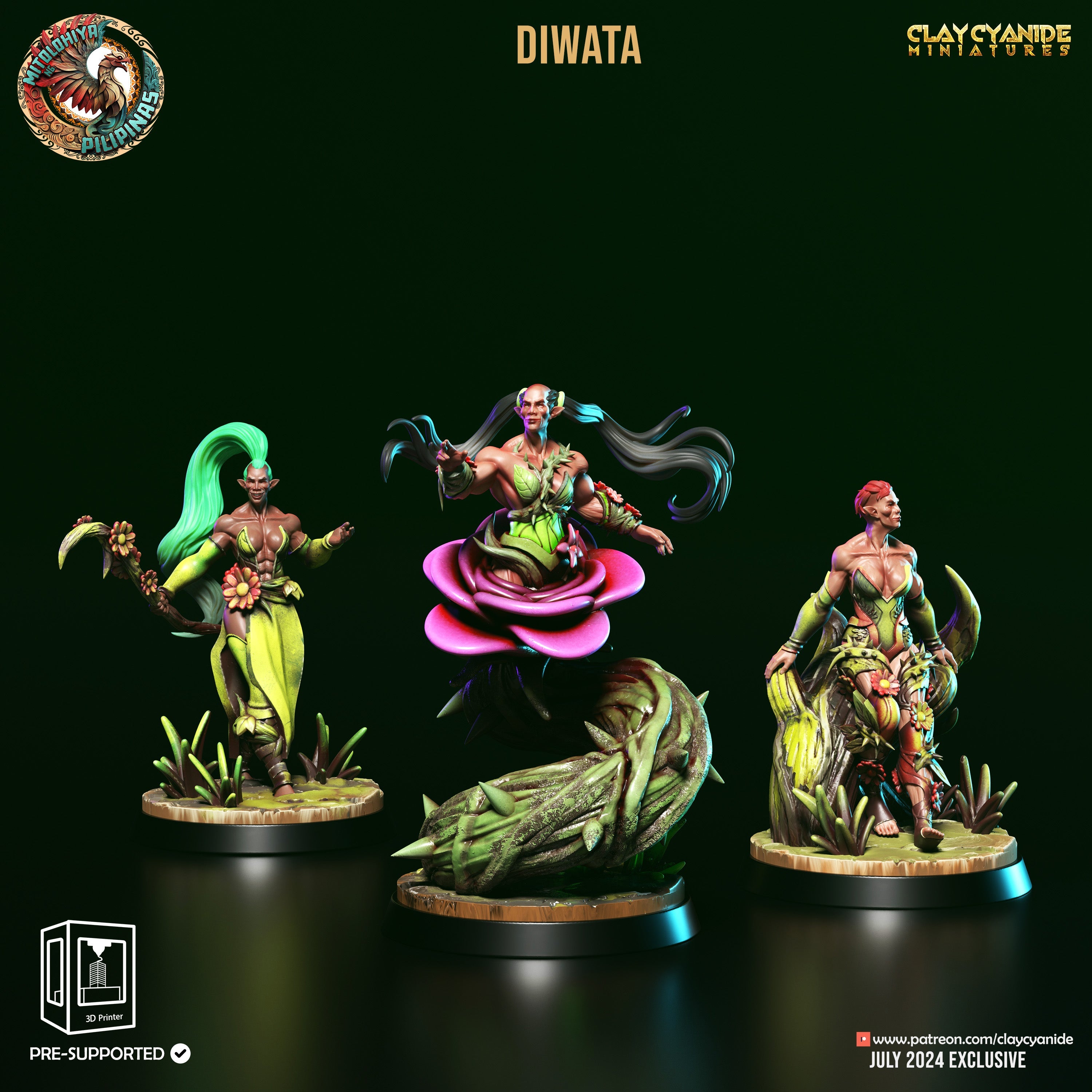 3D Printed Clay Cyanide Diwata Set Philippine Mythology 28 32 mm D&D (Online Only)