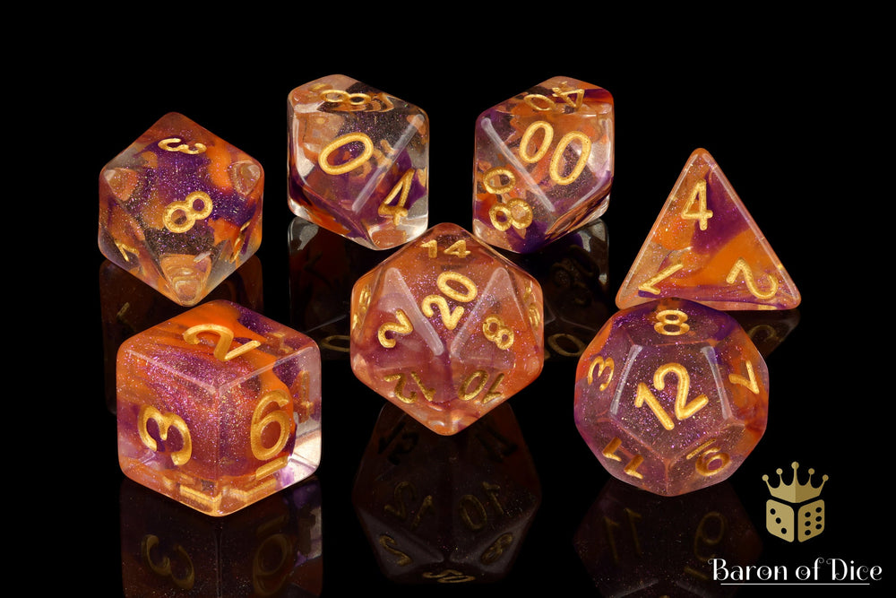 Orange & Purple RPG Dice Set - 7 Pieces (ONLINE ORDER ONLY)