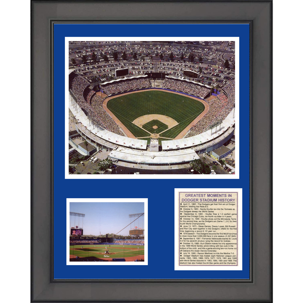 Framed Dodgers Stadium Ballpark Greatest Moments 11"x14" Baseball Three Photo Collage (ONLINE ORDER ONLY)