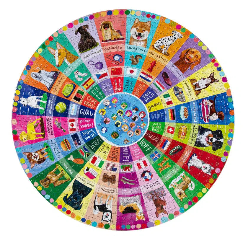 Dogs of the World 500 Piece Round Jigsaw Puzzle eeBoo (ONLINE ORDER ONLY)