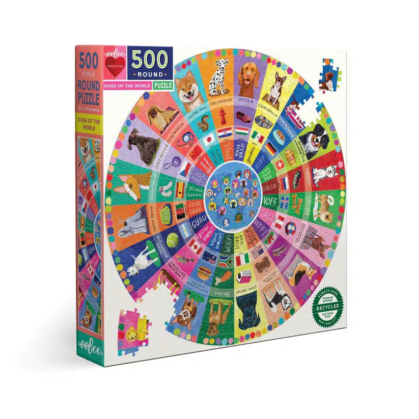 Dogs of the World 500 Piece Round Jigsaw Puzzle eeBoo (ONLINE ORDER ONLY)