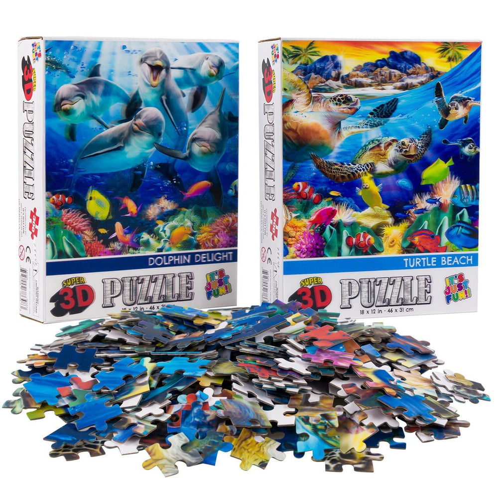 Dolphins & Turtles Set of 2 300 Piece Lenticular Jigsaw Puzzles Prime 3D (ONLINE ORDER ONLY)