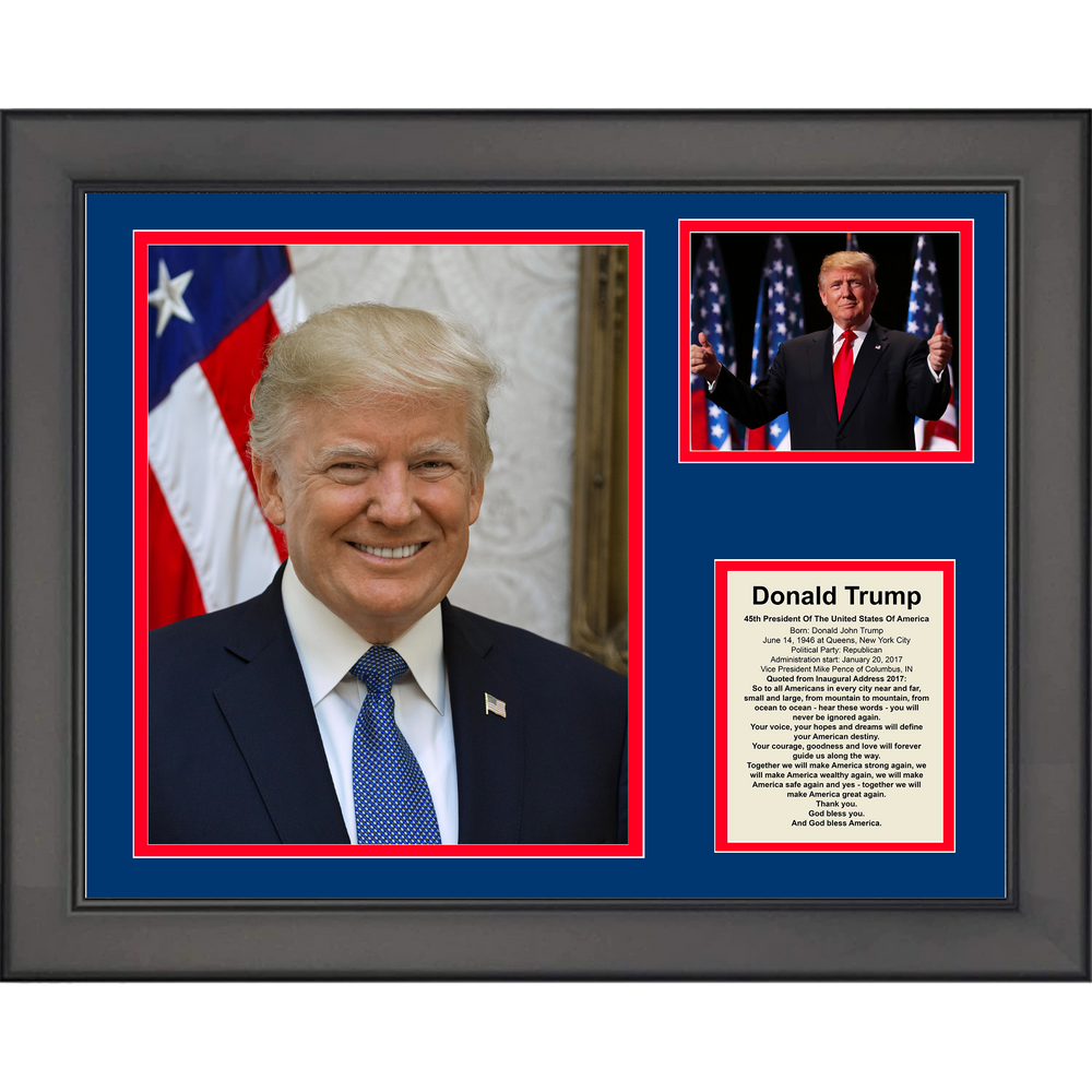 Framed Donald Trump 45th President POTUS 11"x14" USA Three Photo Collage (ONLINE ORDER ONLY)