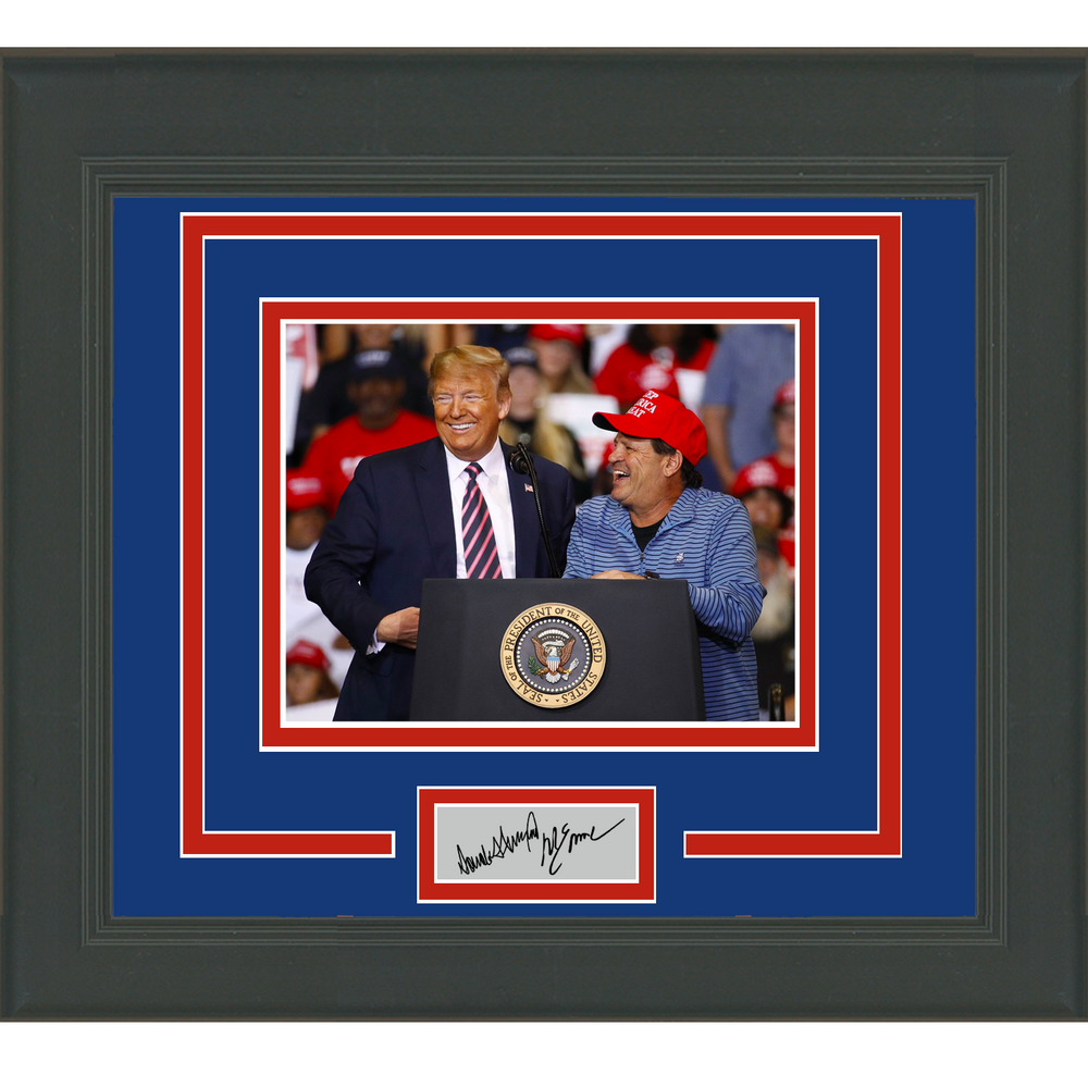 Framed Mike Eruzione Donald Trump Facsimile Laser Engraved Signature Dual Auto USA 11x14 Hockey Photo (ONLINE ORDER ONLY)