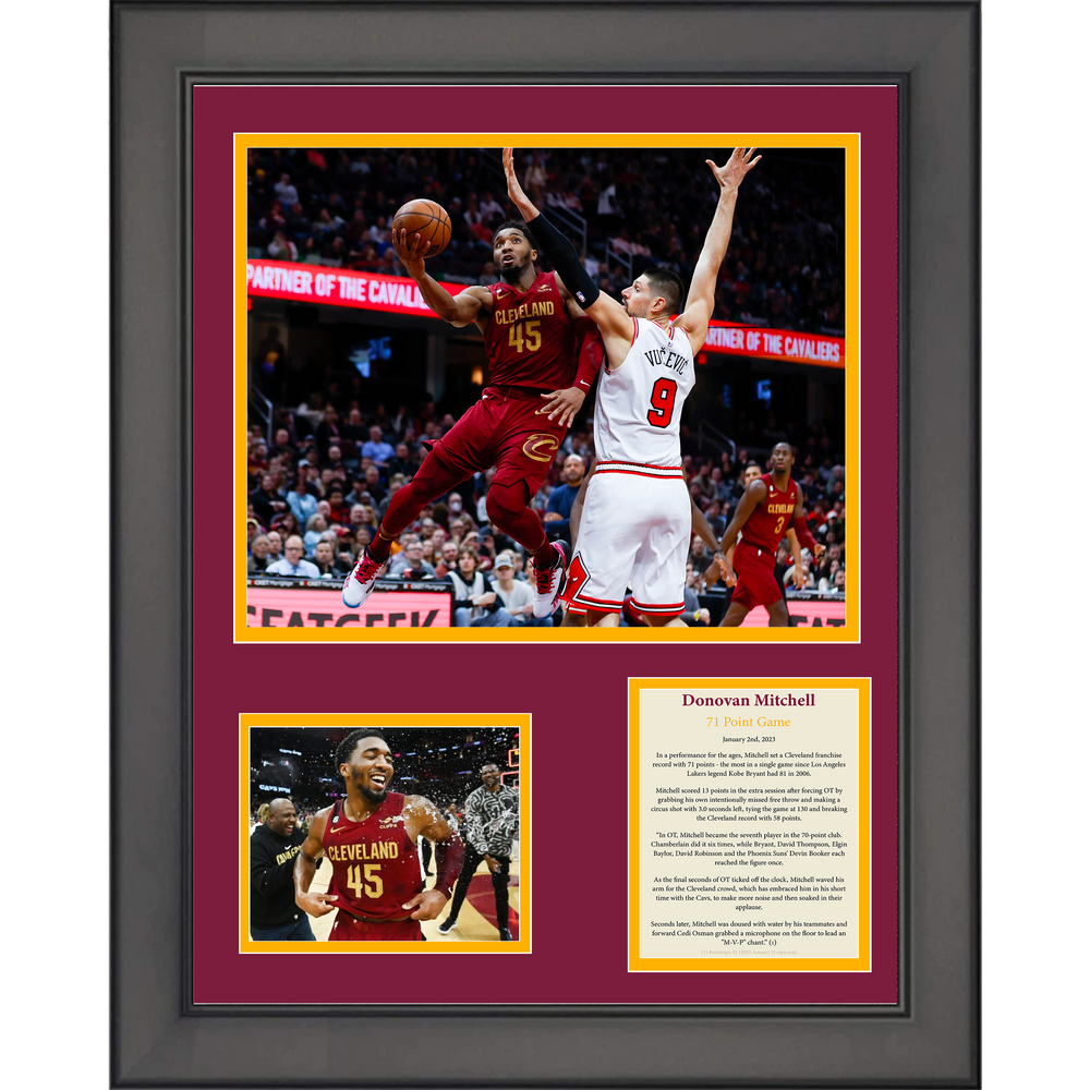Framed Donovan Mitchell 71 Point Game Basketball Cleveland Cavaliers 11"x14" Three Photo Collage (ONLINE ORDER ONLY)