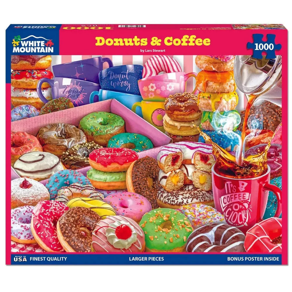 Donuts & Coffee 1000 Piece Jigsaw Puzzle White Mountain (ONLINE ORDER ONLY)