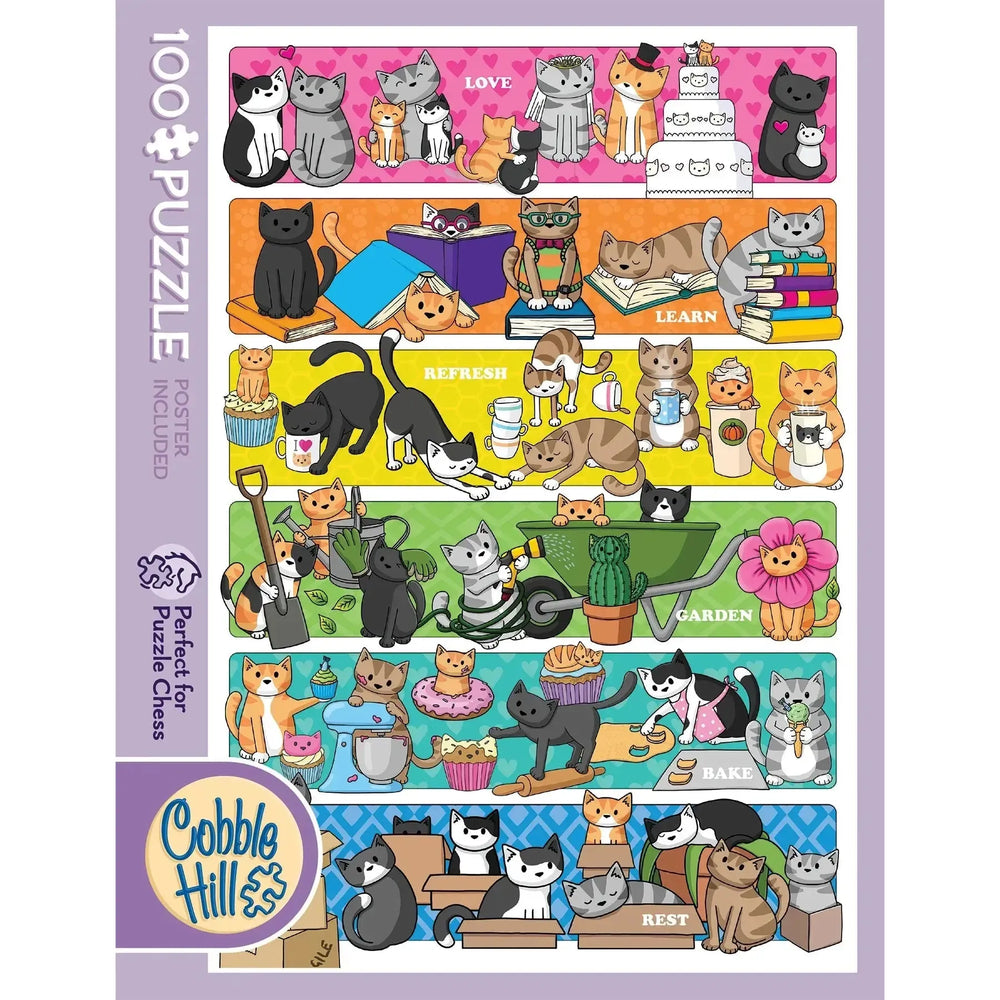 Doodlecat Days 100 Large Piece Jigsaw Puzzle Cobble Hill (ONLINE ORDER ONLY)