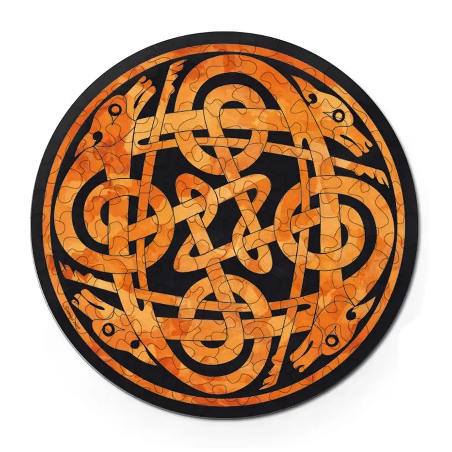 Double Dogs 88 Wood Piece Double-Sided Round Jigsaw Puzzle Curiosi (ONLINE ORDER ONLY)