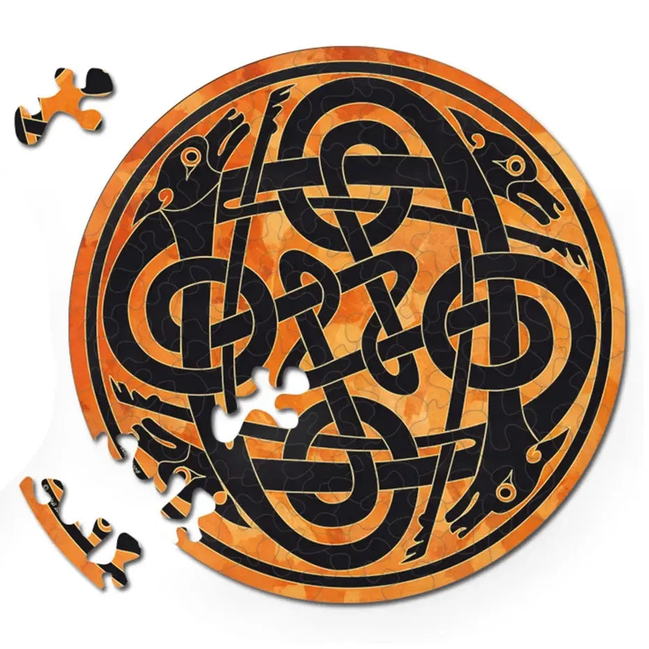 Double Dogs 88 Wood Piece Double-Sided Round Jigsaw Puzzle Curiosi (ONLINE ORDER ONLY)