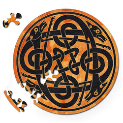 Double Dogs 88 Wood Piece Double-Sided Round Jigsaw Puzzle Curiosi (ONLINE ORDER ONLY)