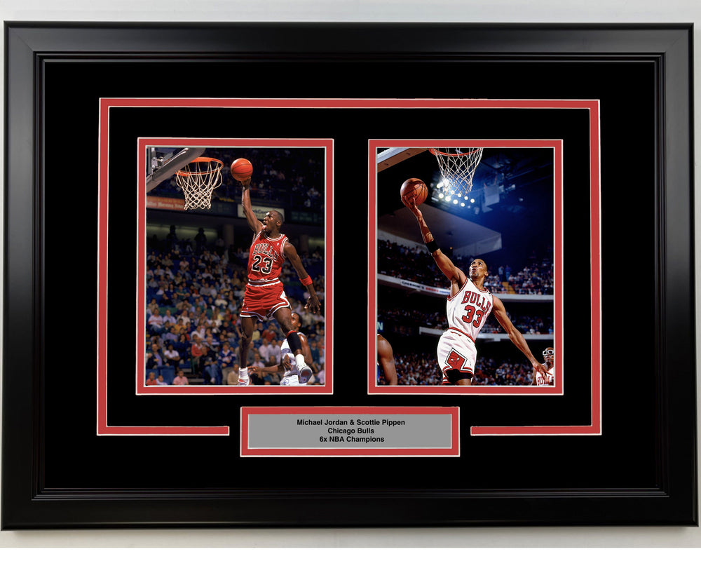 Framed Michael Jordan and Scottie Pippen Chicago Bulls 17x23 Dual Basketball Photo (ONLINE ORDER ONLY)