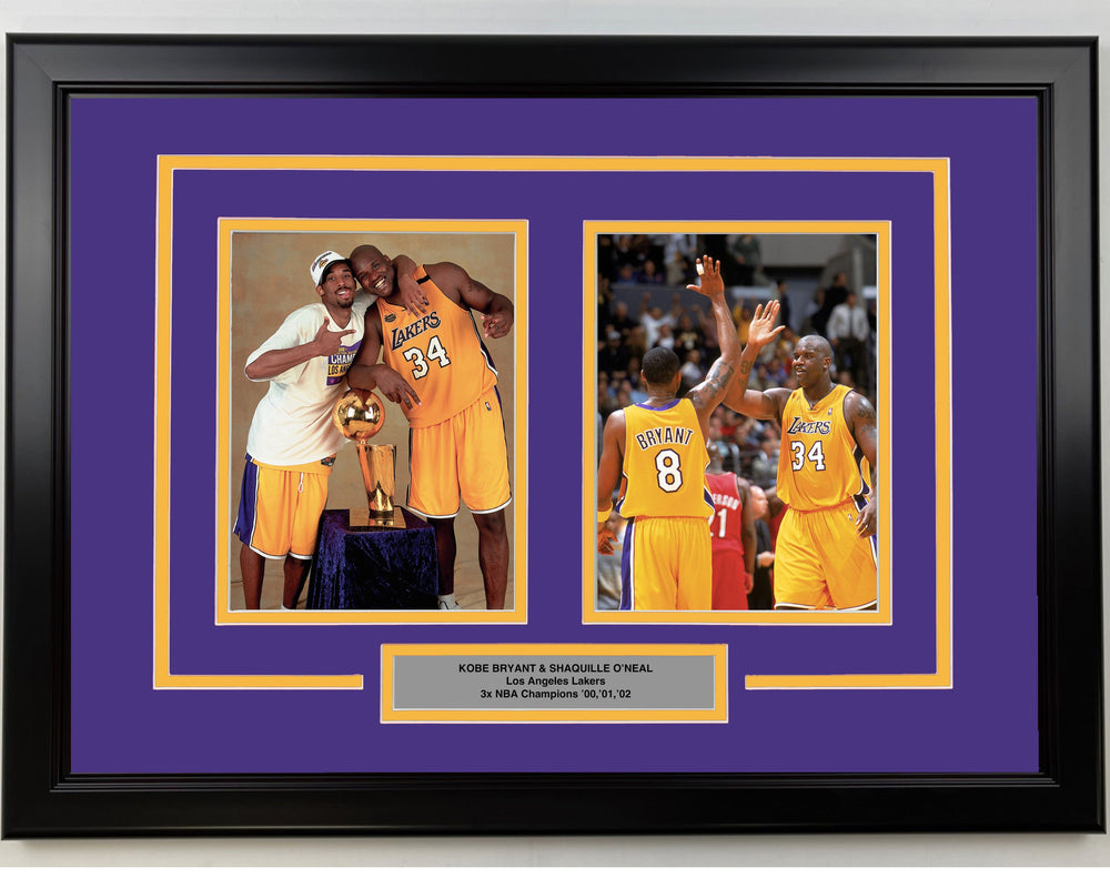 Framed Kobe Bryant and Shaquille O'Neal Los Angeles Lakers 17x23 Dual Basketball Photo (ONLINE ORDER ONLY)