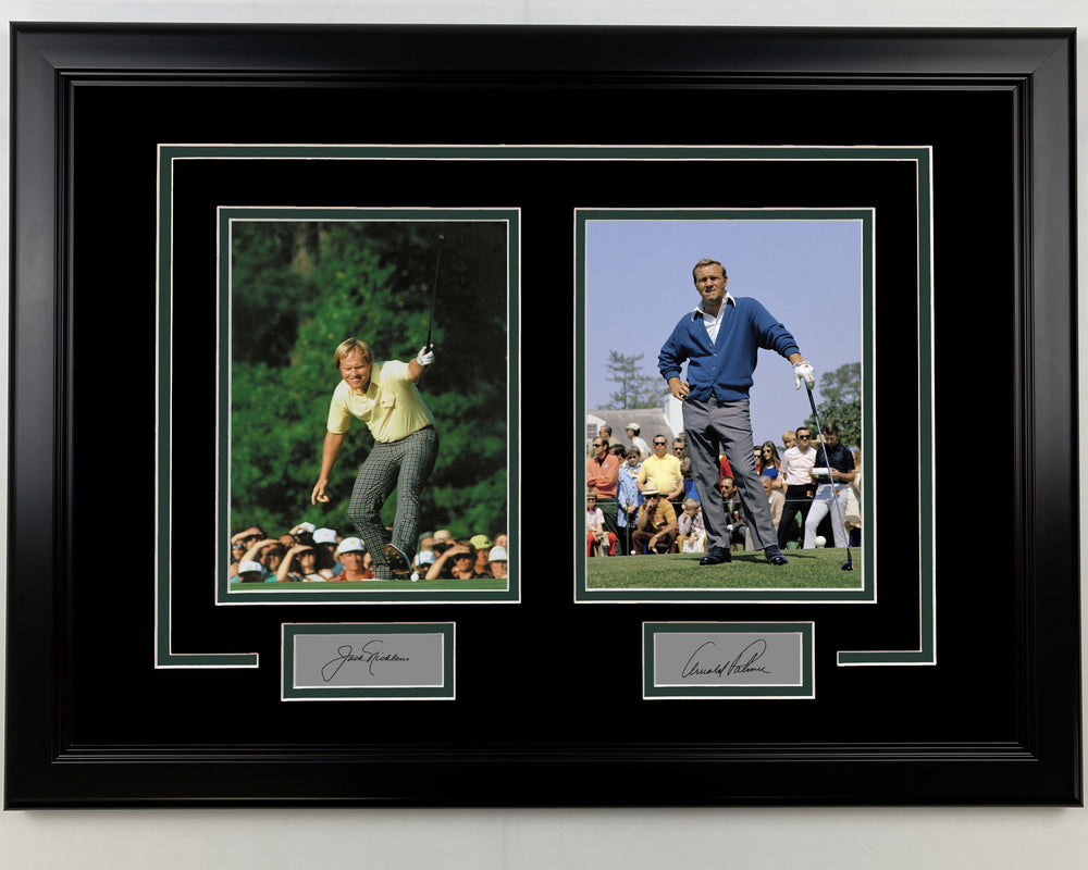 Framed Jack Nicklaus & Arnold Palmer Facsimile Laser Engraved Signatures 17x23 Dual Golf Photo (ONLINE ORDER ONLY)