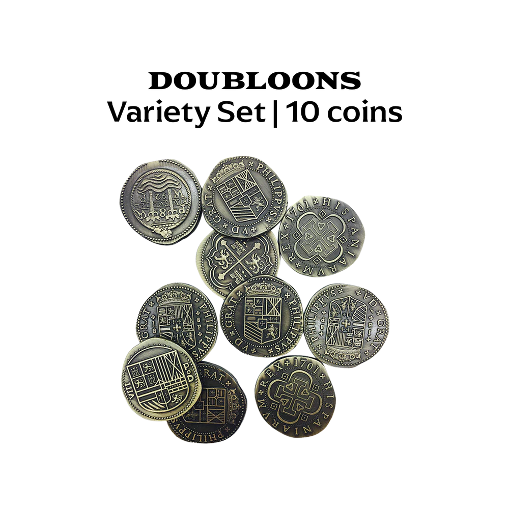 Adventure Coins – Pirate Doubloon Metal Coins Variety Pack Set of 10 Historical